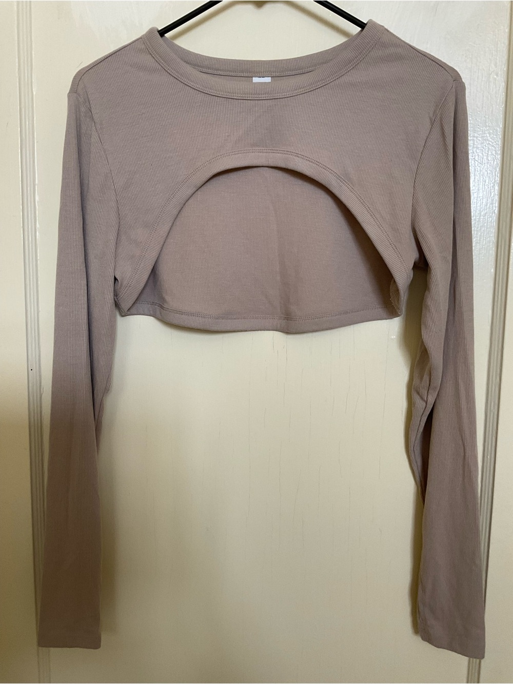Old Navy Mauve Cutout Ribbed Long Sleeve Crop Top